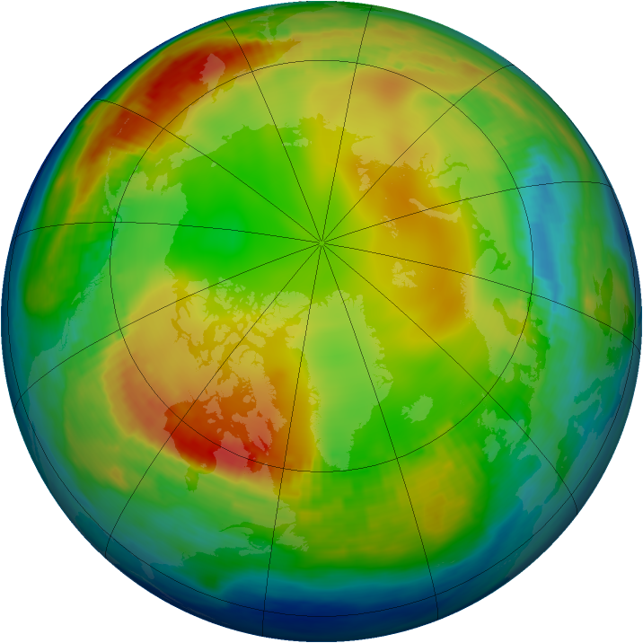 Arctic ozone map for 12 January 1988